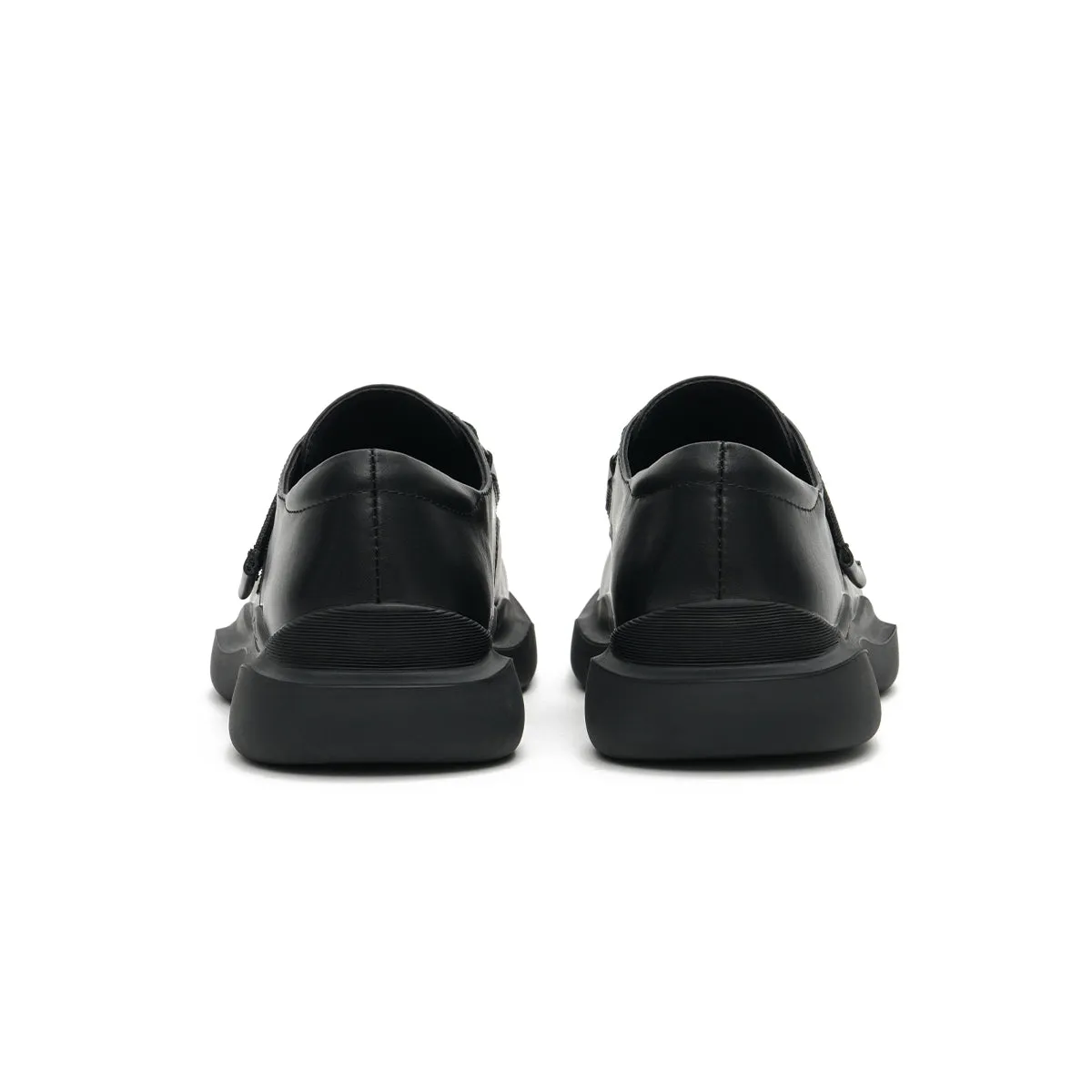 Versatile Round-Toe Velcro-Strap Platform Loafers