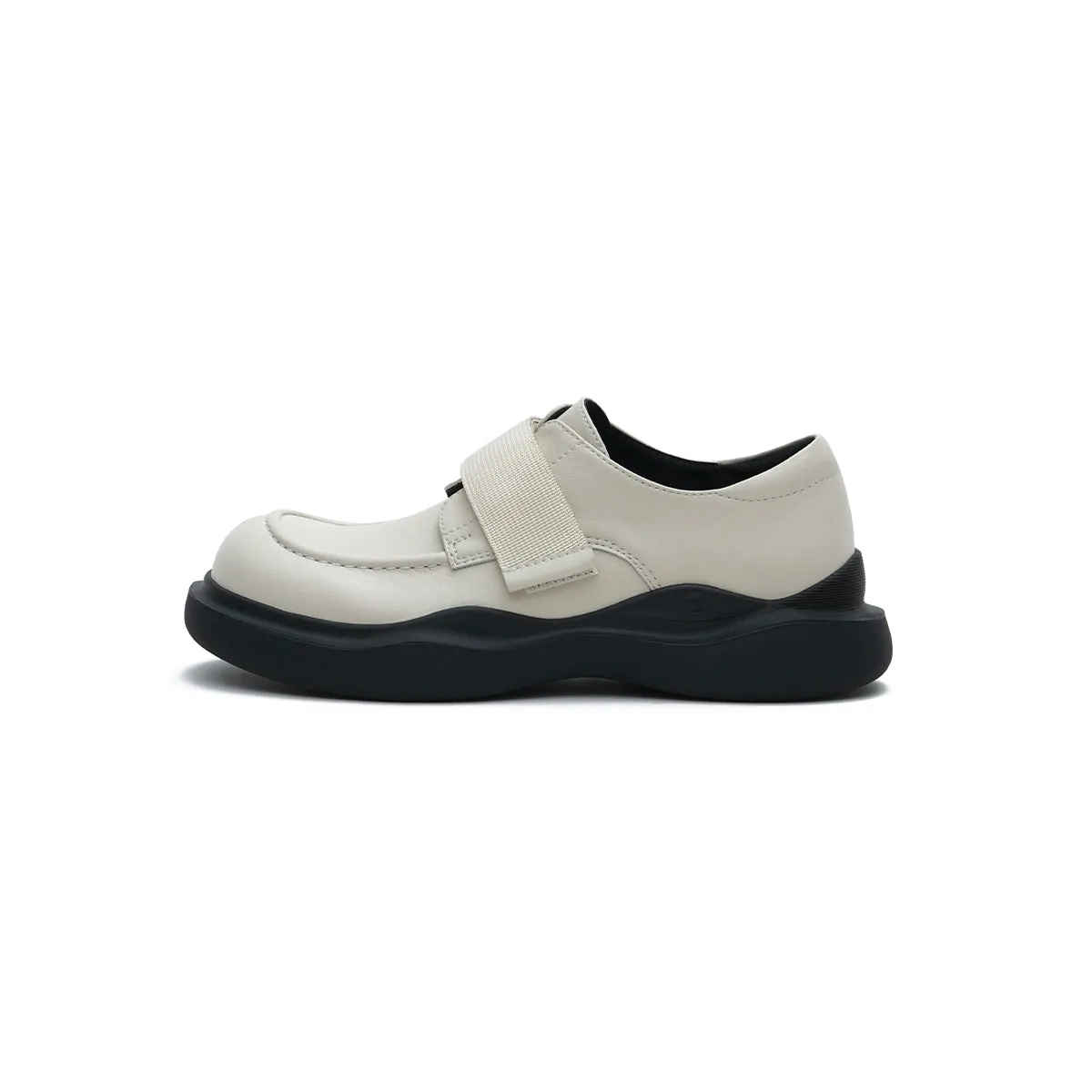 Versatile Round-Toe Velcro-Strap Platform Loafers