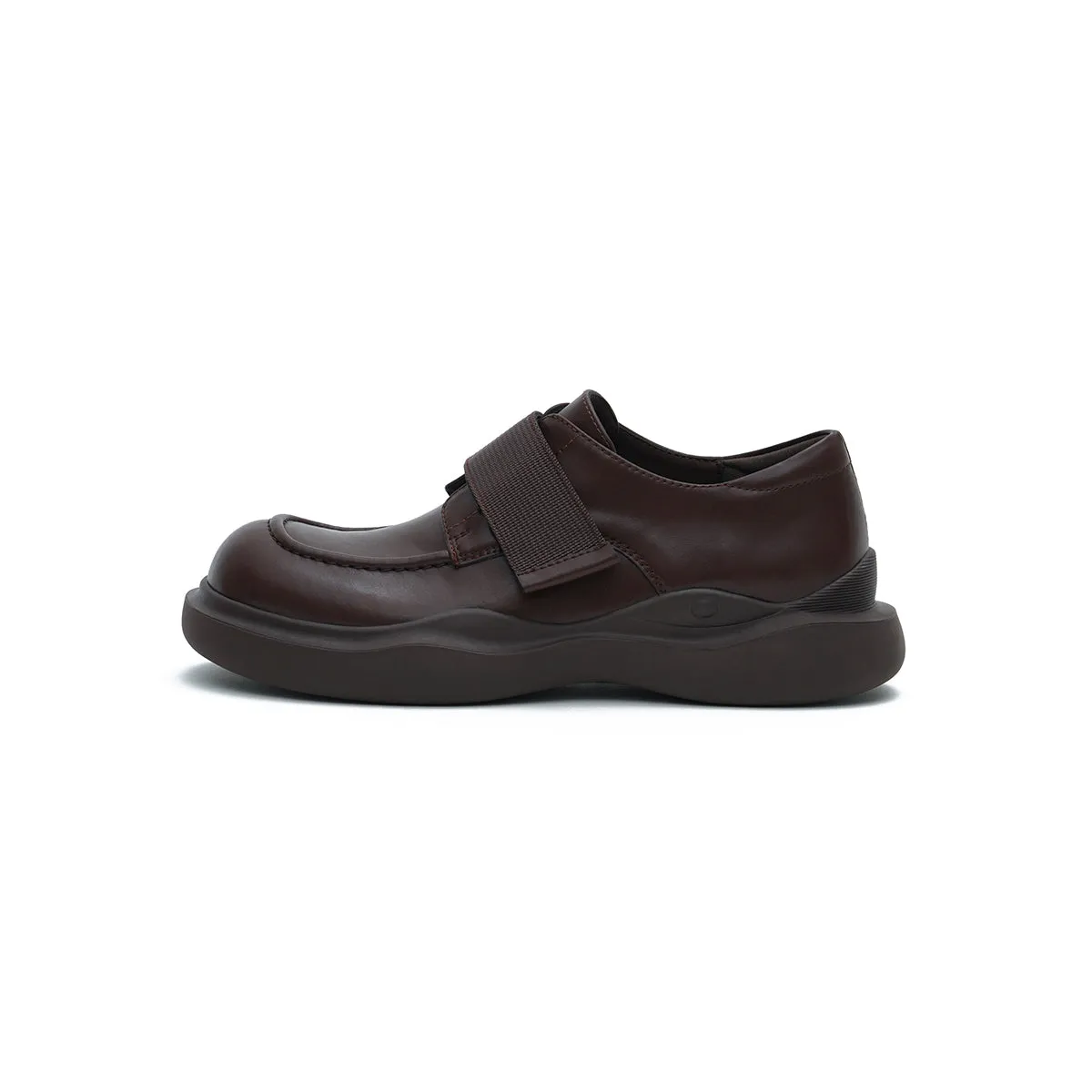 Versatile Round-Toe Velcro-Strap Platform Loafers