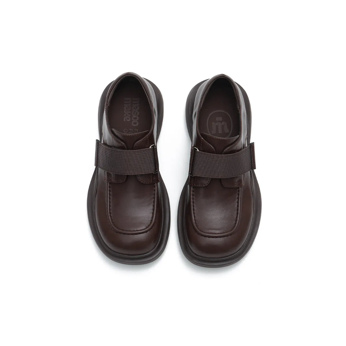 Versatile Round-Toe Velcro-Strap Platform Loafers