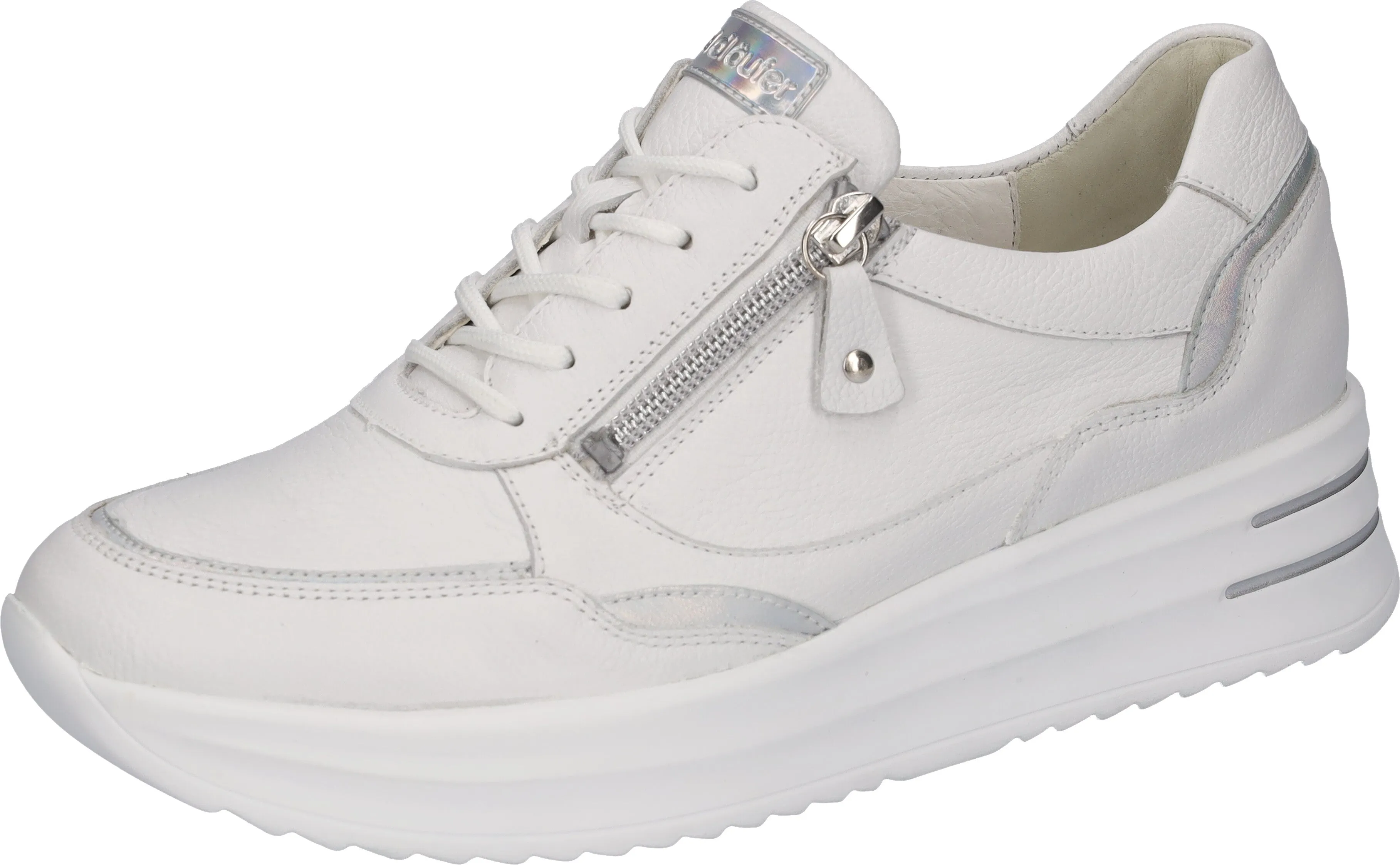 Waldlaufer Arianna 77500 311 663 White And Silver Leather Trainers