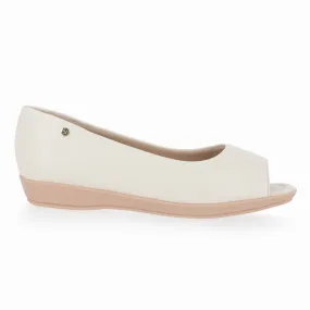 White Peep Toe Flat for Women (103.021)