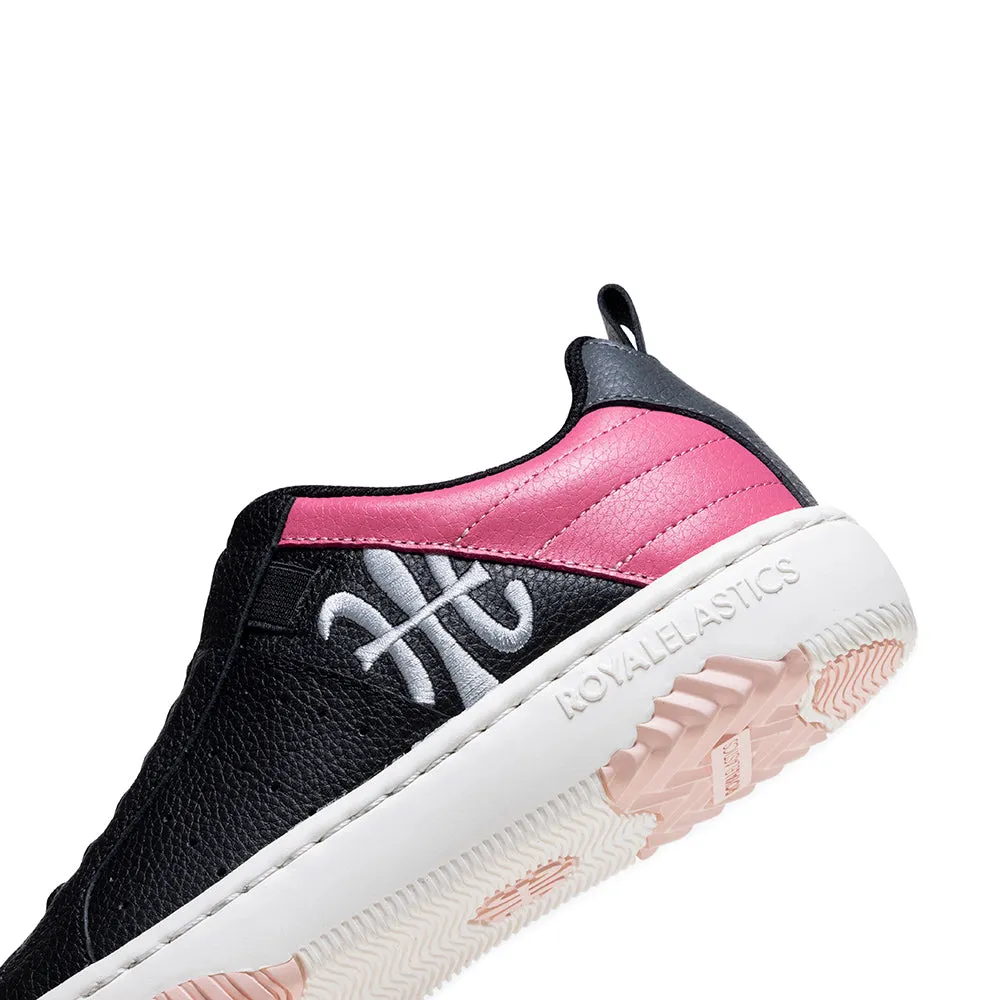 Women's Icon 2.0 Black Pink Logo Leather Sneakers 96522-918