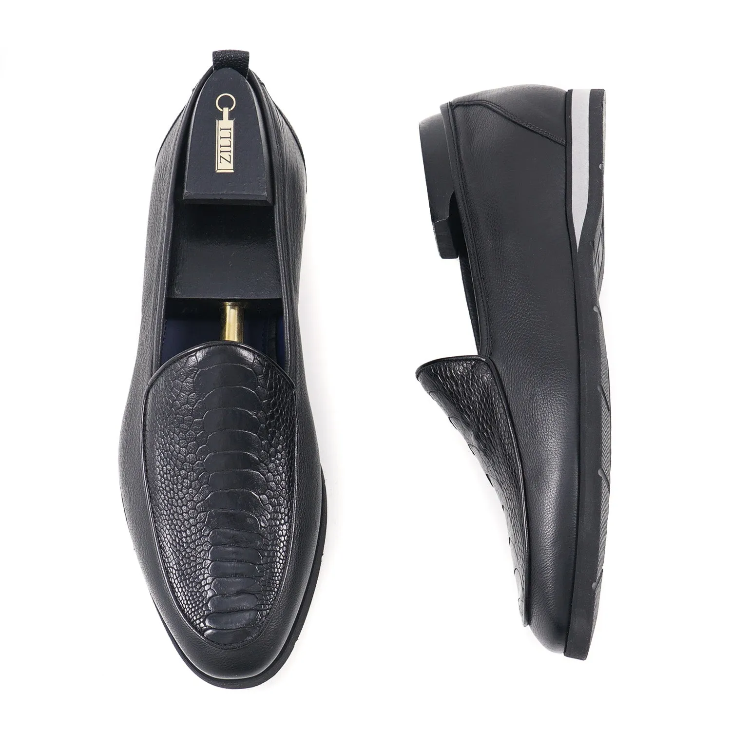 Zilli Ostrich and Calf Leather Loafers