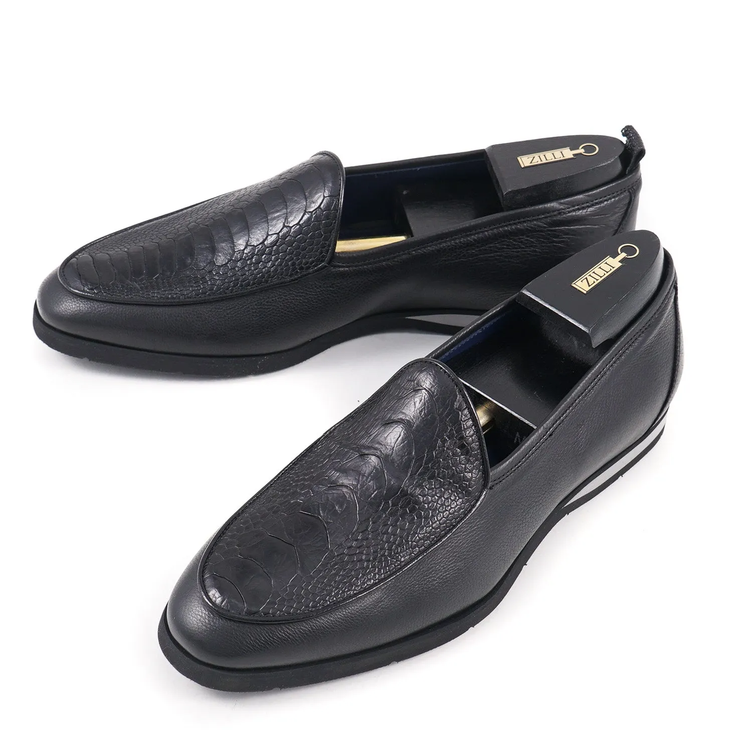 Zilli Ostrich and Calf Leather Loafers